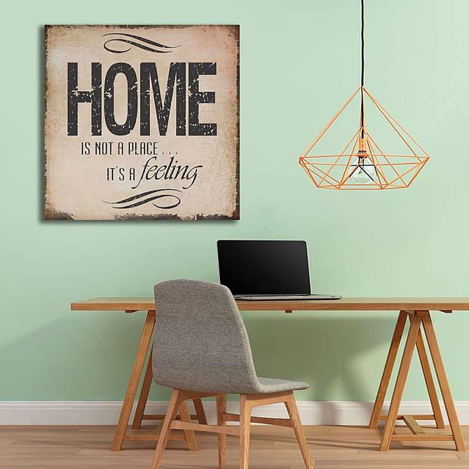 Tableau bois la maison est pas un endroit - 80 x 80 cm - 5