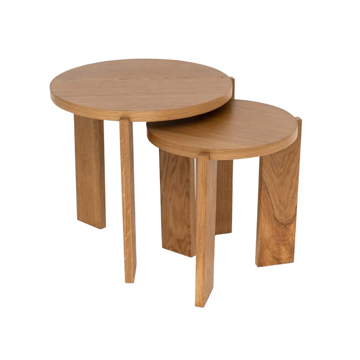 Zestaw stolików kawowych TABULA w okleinie dębowej naturalny 50/40x50/40x45/40 cm HOMLA