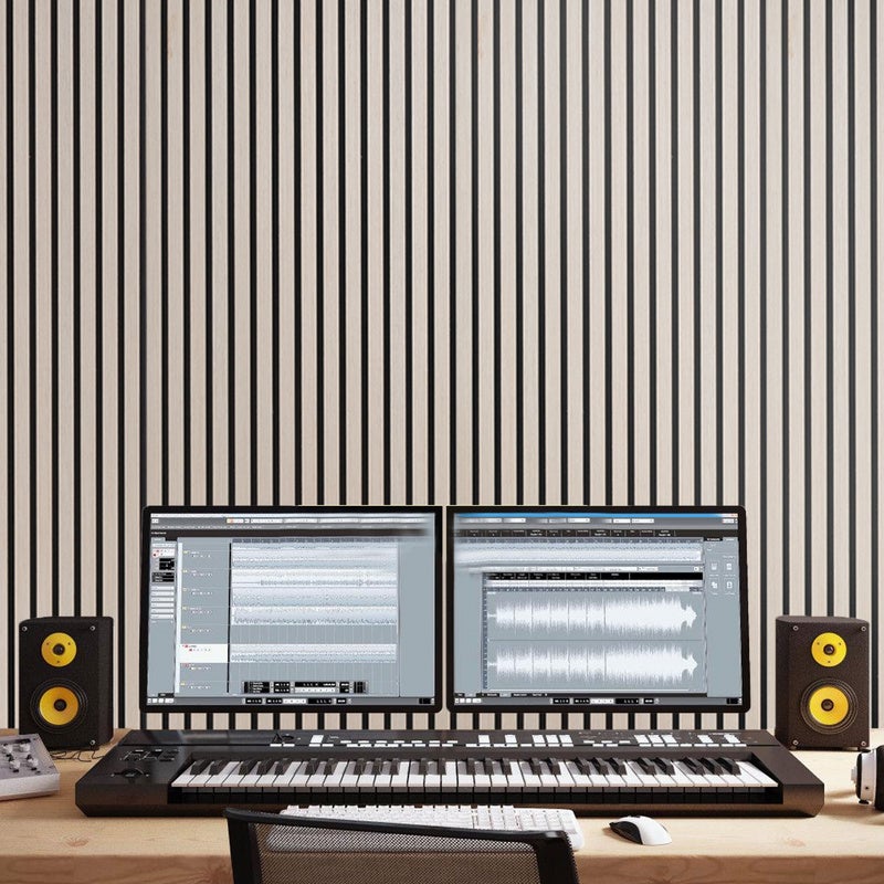 Panel moldeado Revestimiento mural natural Moderno panel mural acústico MDF con chapa de madera y fieltro 120x60x2,1cm roble - 9