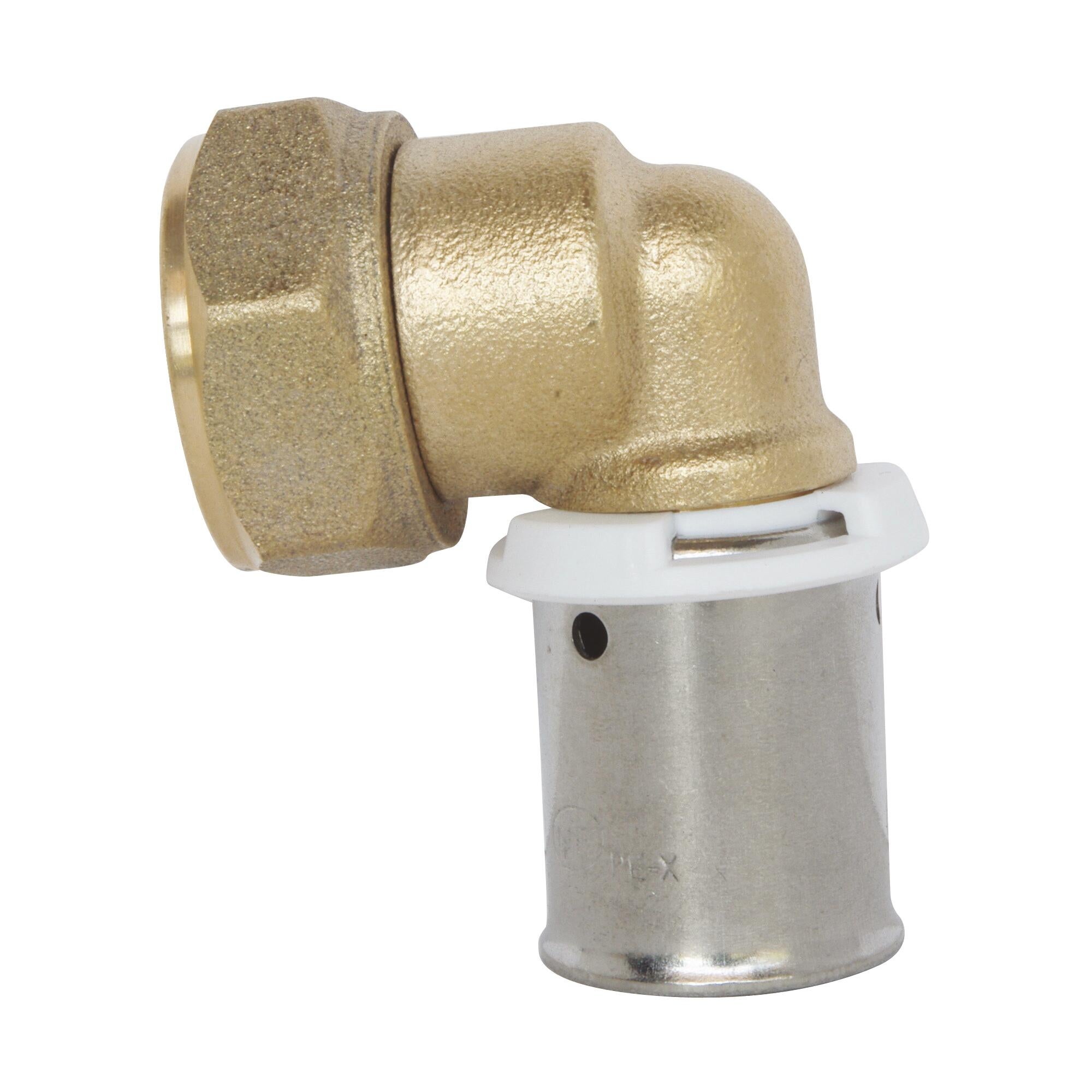 Raccord coudé à sertir pour tube PER Ø12 - Ecrou-tournant F12/17 - 7