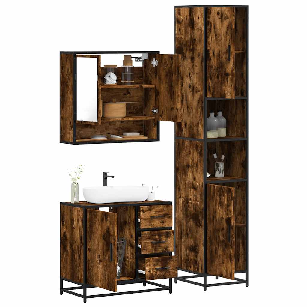 Ensemble Meuble Salle De Bain 2 Pièces - Meuble Sous Vasque + Miroir, Couleur Noir