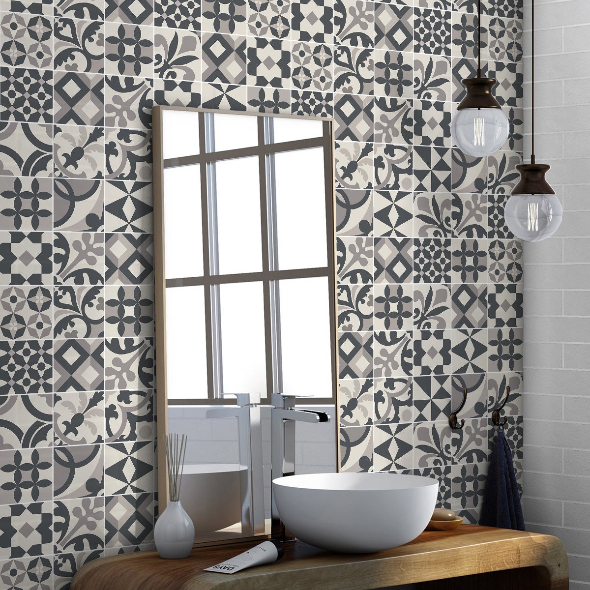30 vinilos baldosas de cemento azulejos appietto - adhesivo de pared - revestimiento sticker mural decorativo - 30stickers10x10cm