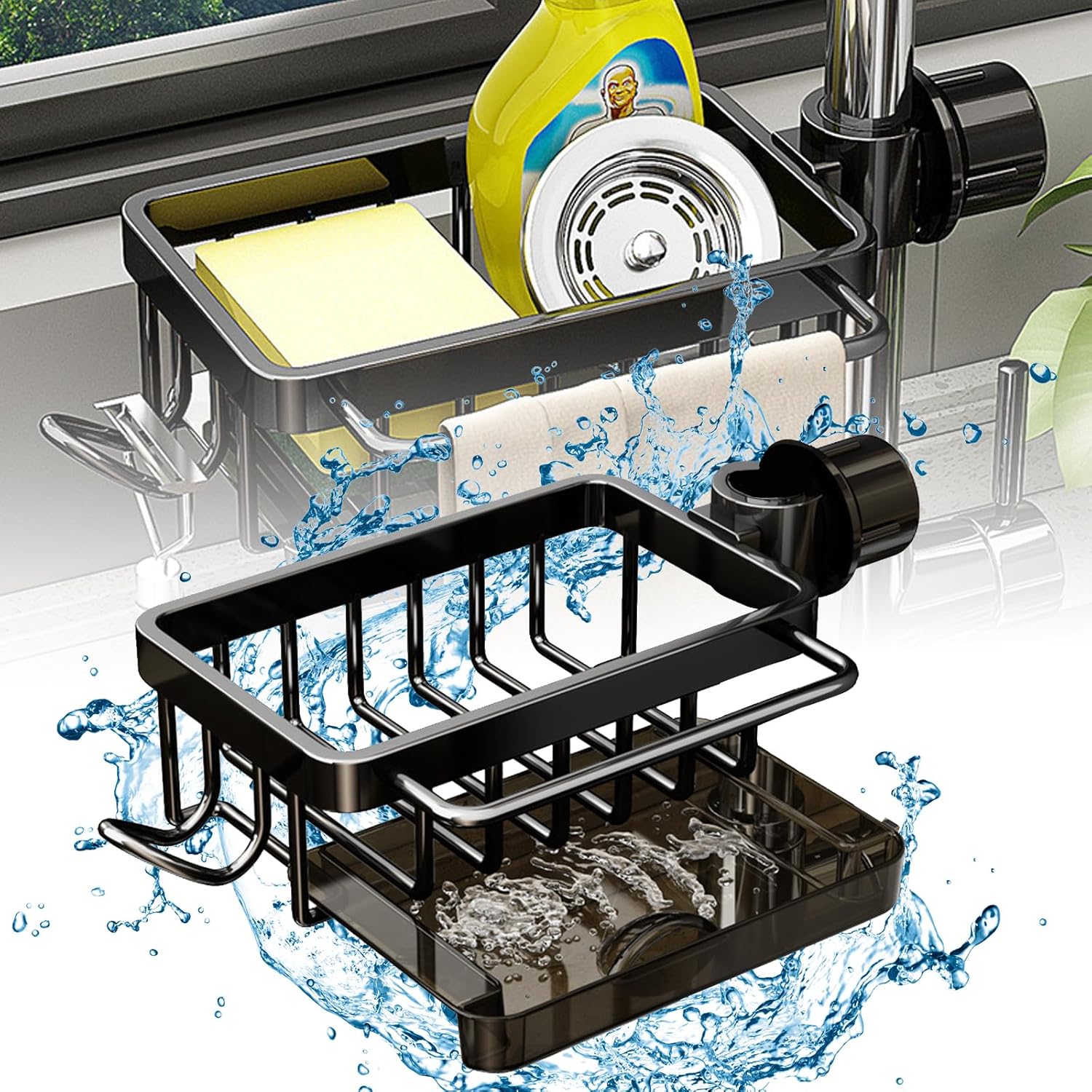 Kratka odpływowa do lodówki, odpowiednia do kuchni i łazienki (czarna) lewa