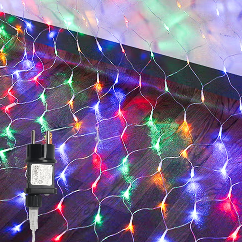 Siatka świetlna LED 200 diod LED 2m x 2m 8 trybów Wodoodporna Energooszczędna Ściemnialna Nadaje się na imprezy Wielokolorowa