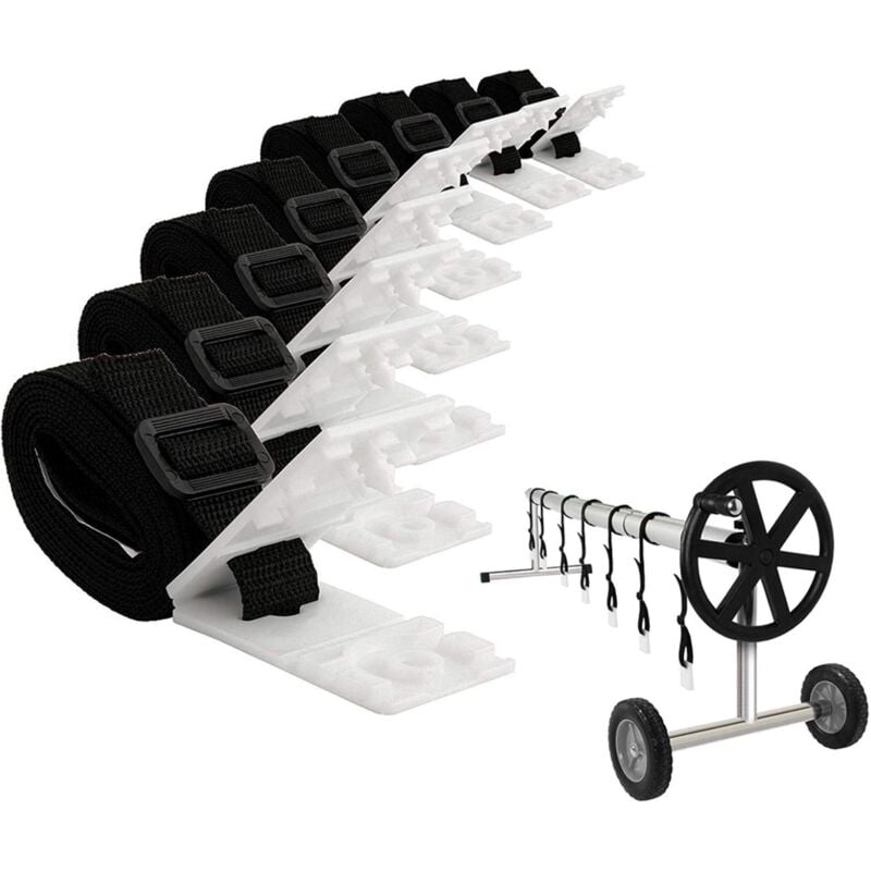 8 Pièces Enrouleur De Bâche pour Piscine Sangles Et Clips De Fixation pour Les Enrouleurs Moulinet De Couverture Solaire De Piscine pour Tube Solaire - 2