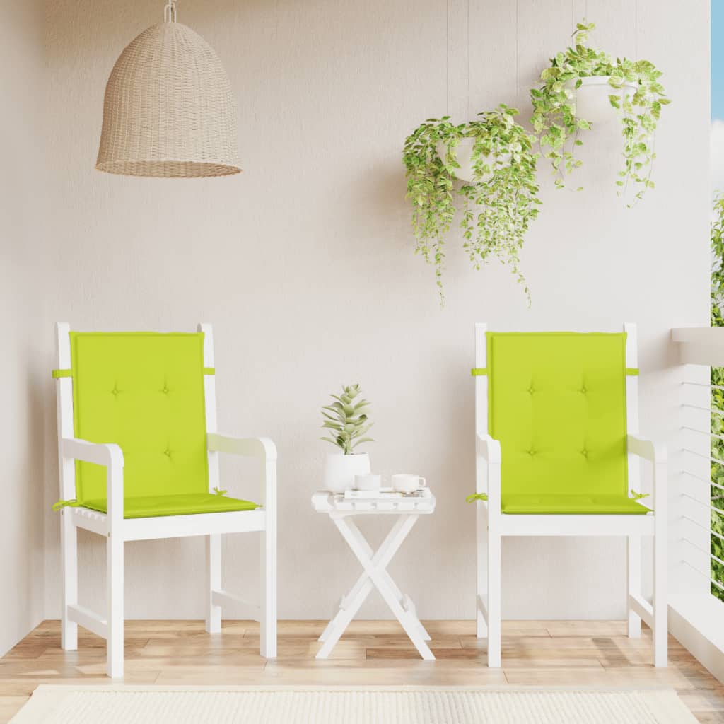 Cojín silla jardín respaldo bajo 2 uds tela oxford verde claro