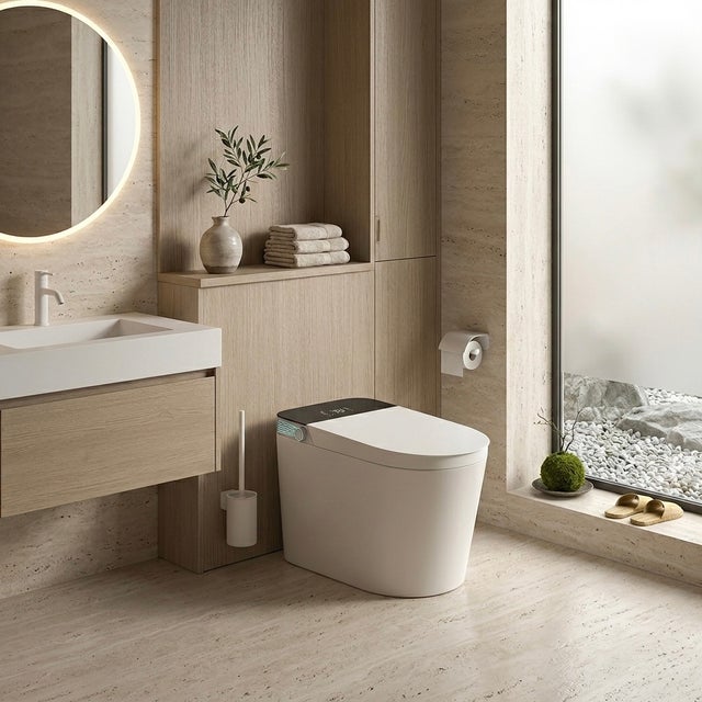 Inodoro Japonés Inteligente SAKURA Nara - Cánula Inox, Doble Higiene Íntima, Secado, Asiento Calefactable, Cisterna Integrada y Descarga a Pie