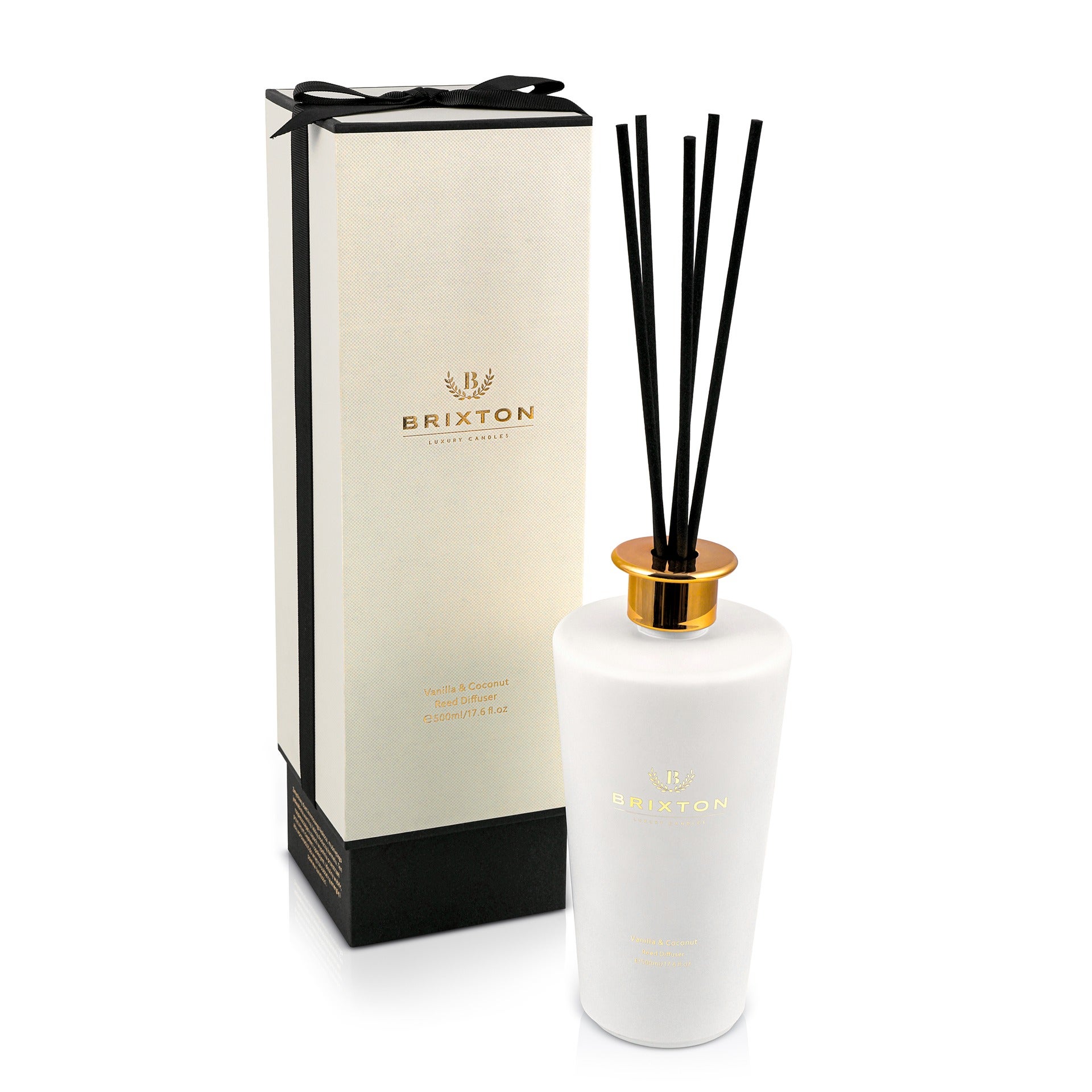 Dyfuzor zapachowy w szkle z patyczkami BRIXTON 500ml Vanilla &amp; Coconut