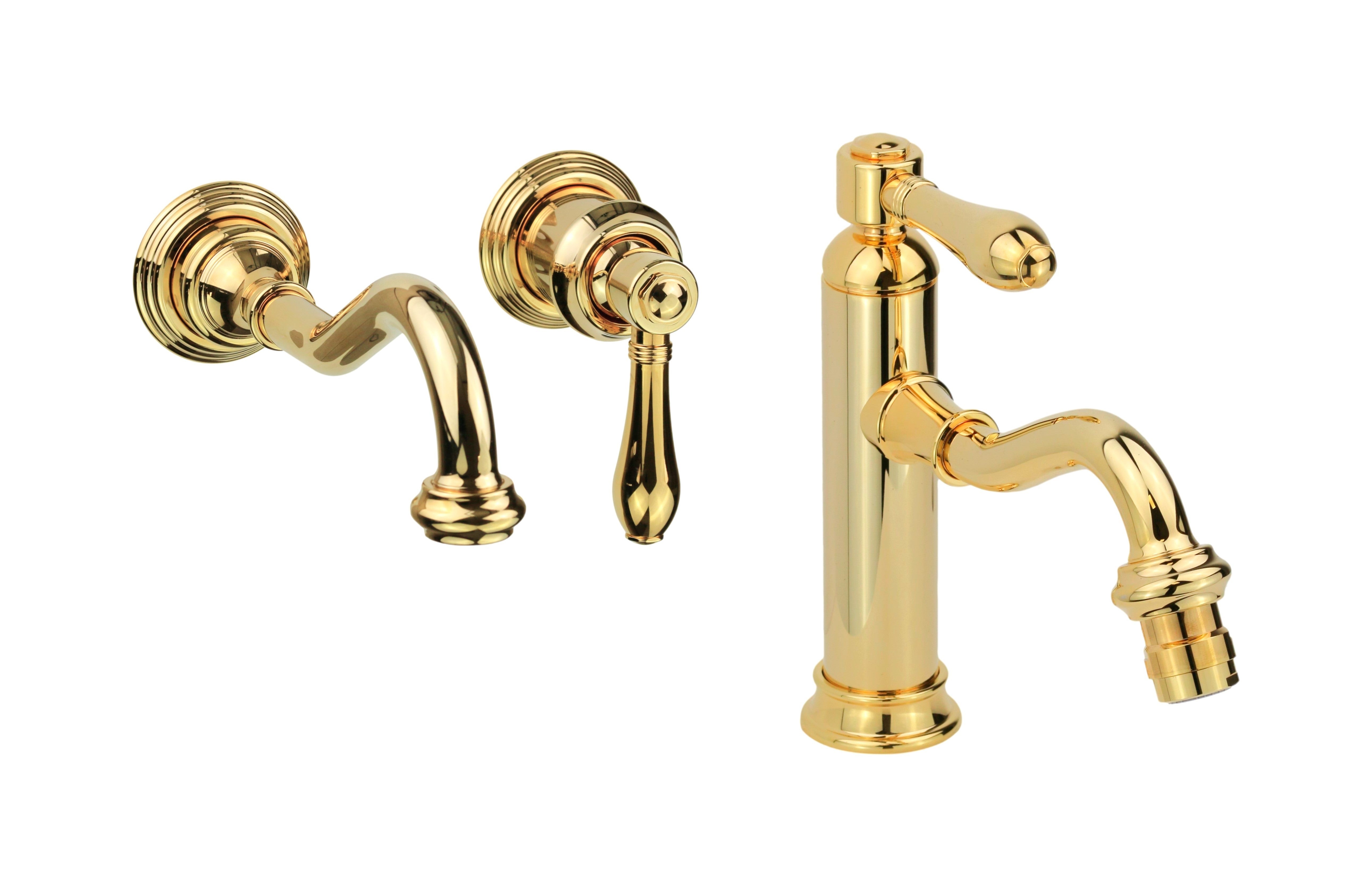 Kit mitigeur lavabo et bidet monotrou en laiton naturel modèle