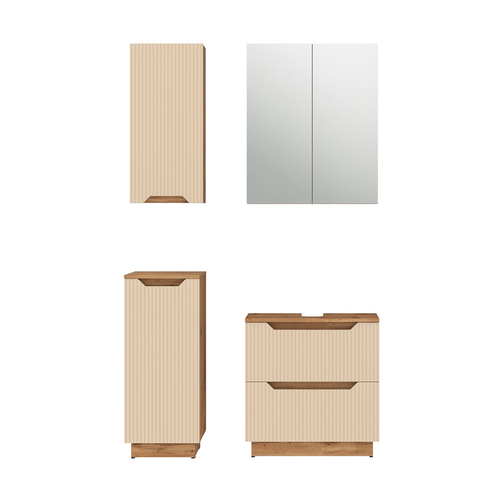 Vicco Zestaw mebli łazienkowych Lotta, Dąb/kaszmir w paski, 4 części