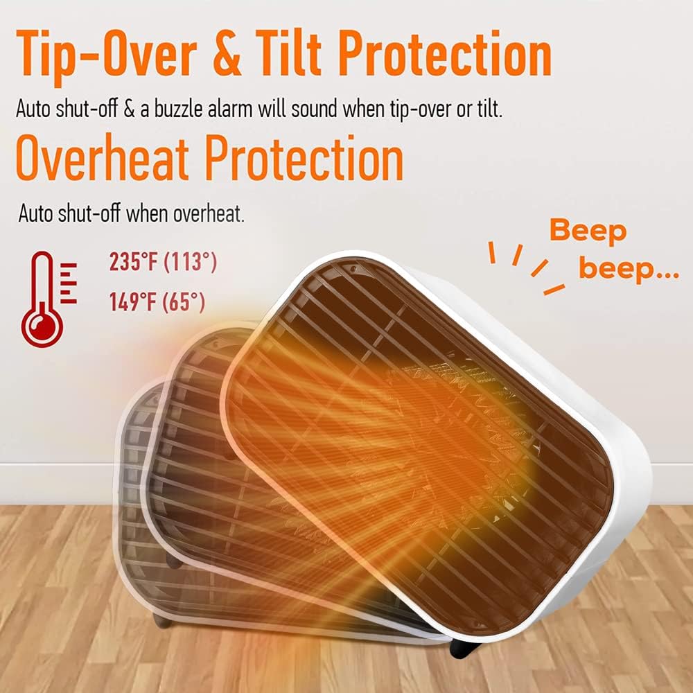 Radiateur soufflant blanc à faible consommation d'énergie, mini radiateurs électriques pour la maison, radiateur silencieux à faible consommation d'én - 4