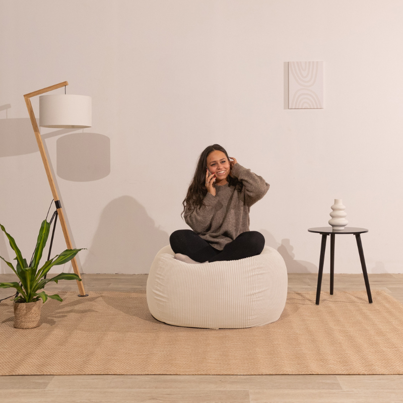 Pouf poire déhoussable velours côtelé BANANAIR 80x70 cm beige - 4