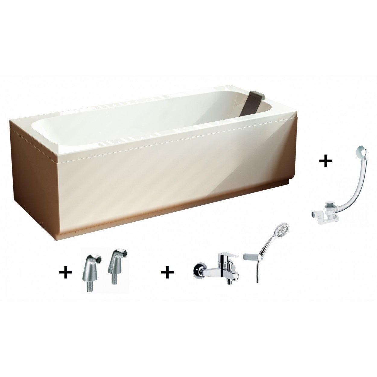 Doporro Baignoire îlot Ovale 170cm Blanc Vicenza604 Acrylique avec Robinetterie 170x78x60