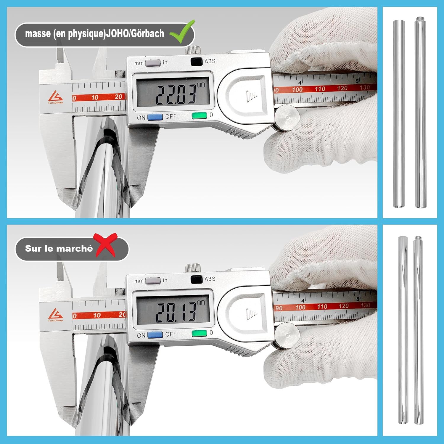 Görbach Barre de Douche 70cm en Acier Inoxydable, Chromé avec Support Pommeau de Douche et Support de Douche Muraux Réglable Variables - 2