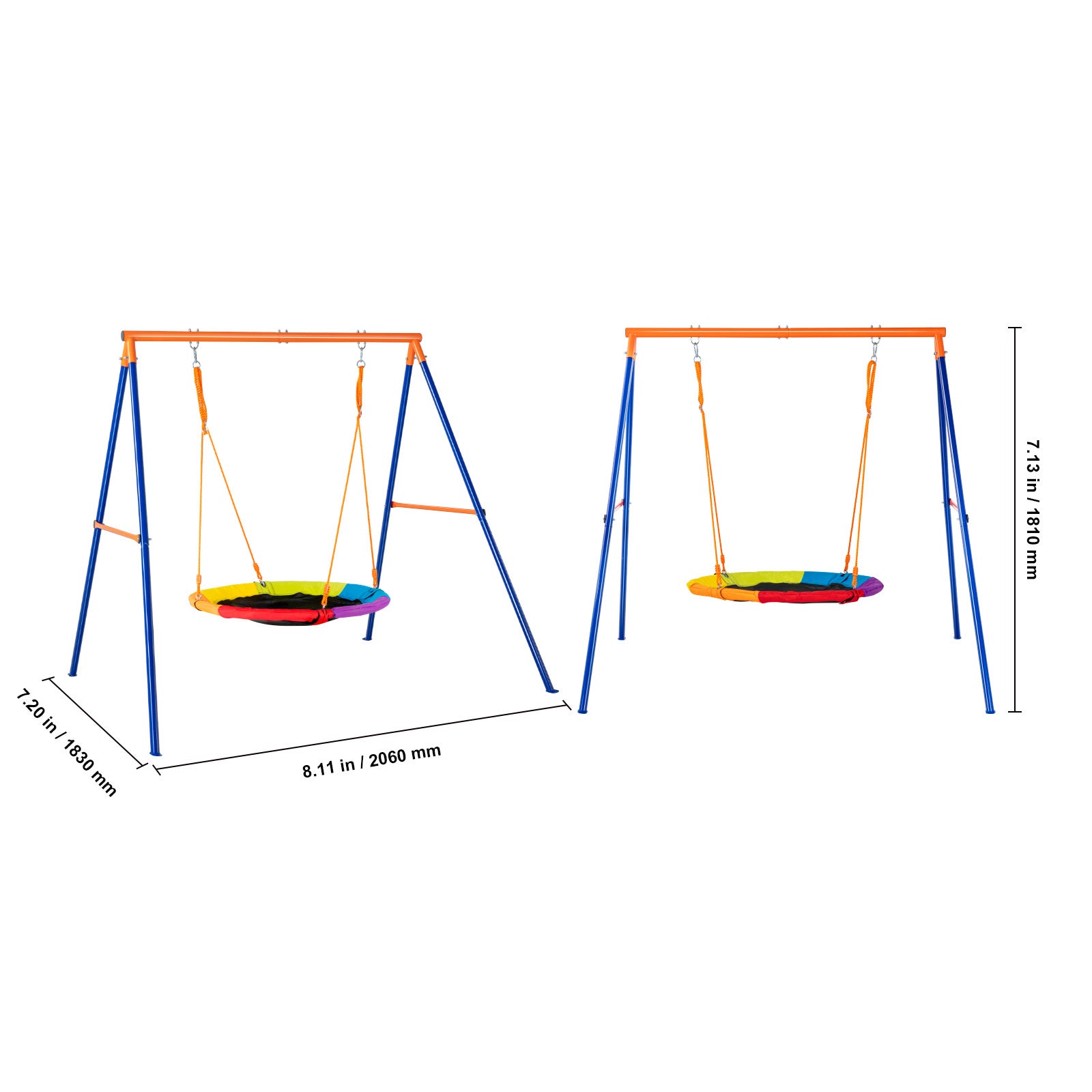 Ensemble de balançoires,capacité de SucceBuy 440 lb,balançoire à soucoupe de 40 pouces,support en métal,corde réglable pour l'arrière-cour - 2
