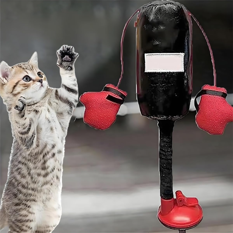 Saco de pancada interativo para gatos com ventosa, brinquedo de boxe para gatinhos. - 6
