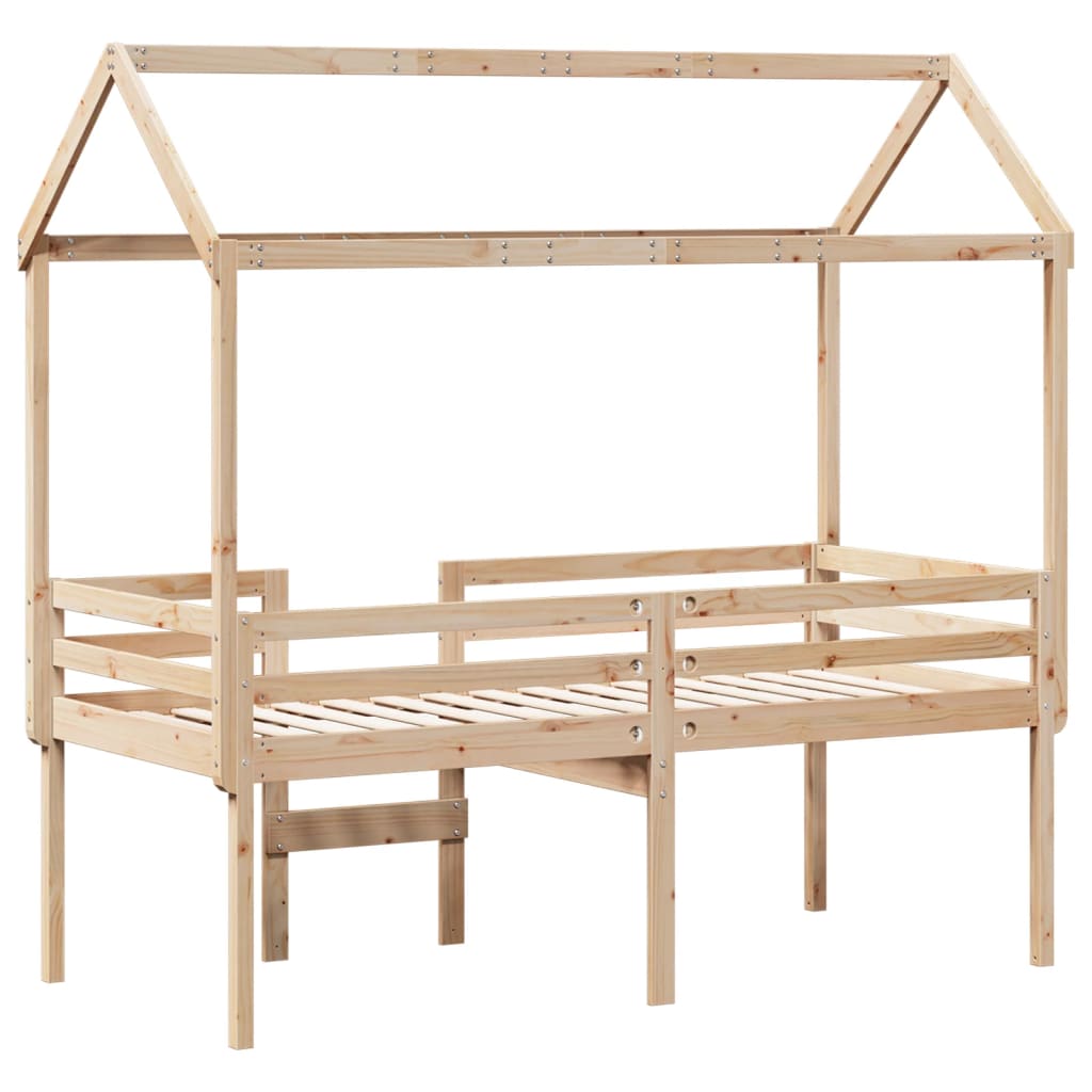 Lit haut avec toit 90x190 cm bois de pin massif - 8
