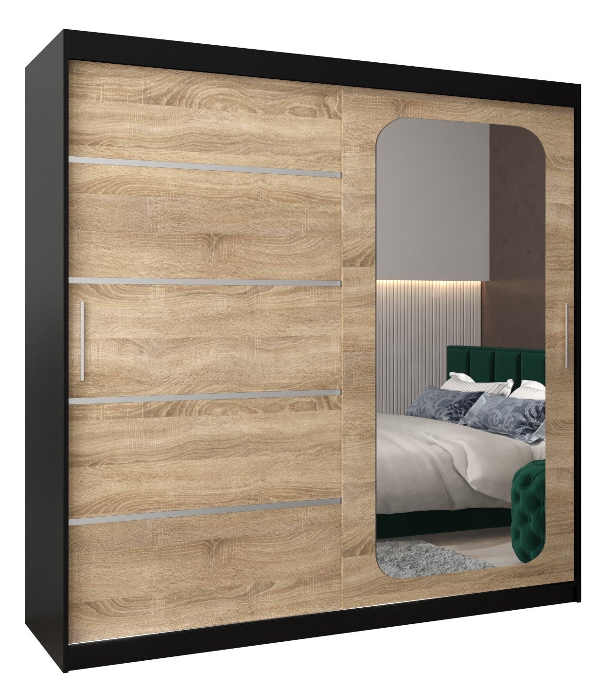 Szafa przesuwna garderoba PROMO V2 200 x 62 x 200 cm Czarny + Sonoma - Abiks Meble