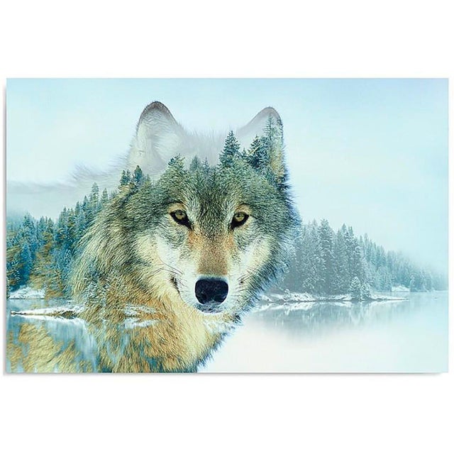 Tableau lac des bois loup - 80 x 60 cm