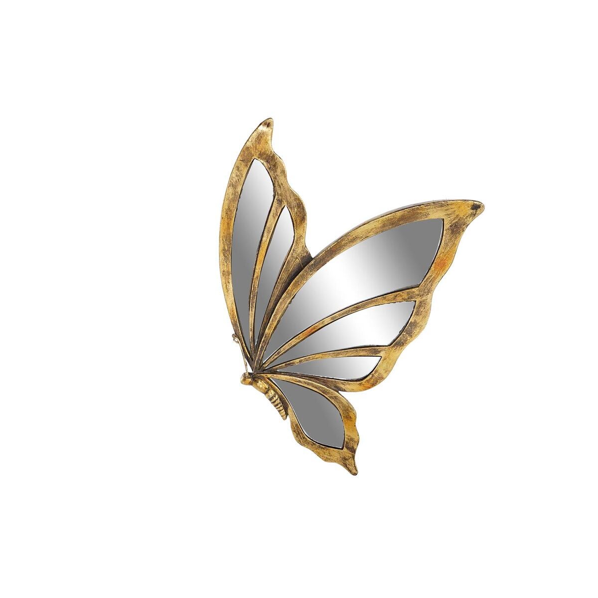 Decoración de pared dkd home decor espejo dorado resina mariposa (36 x 4 x 30,5 cm)