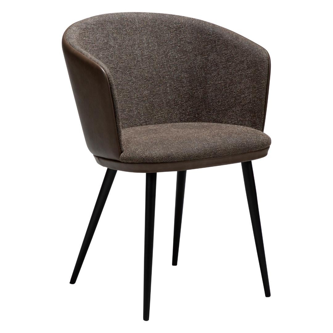 Hey Dan-Form krzesło stołowe z podłokietnikami PU skóra sztuczna, bouclé brązowy.