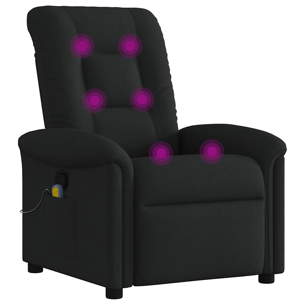 Fauteuil de massage inclinable en tissu noir - 6