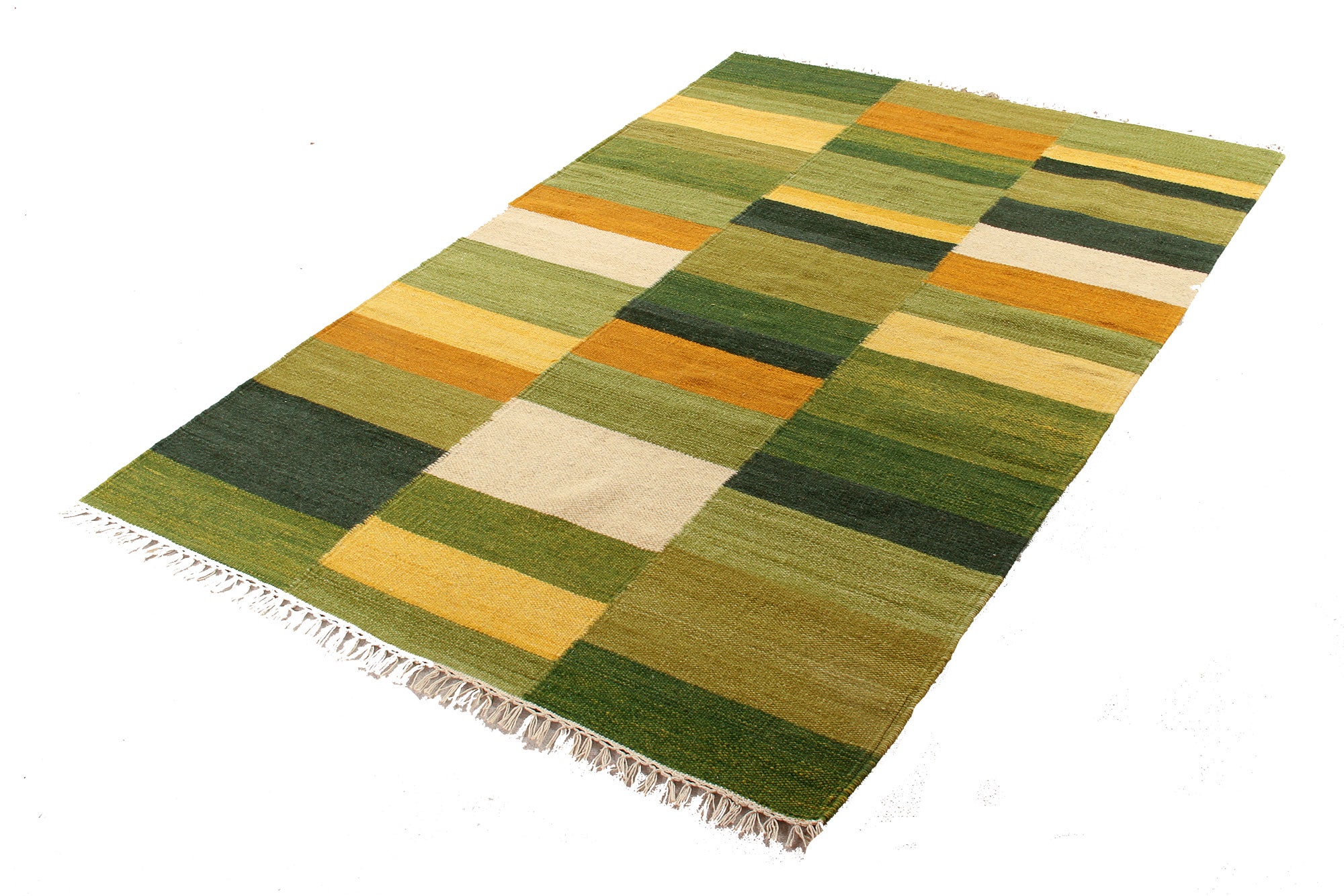 Oryginalny indyjski Kilim Tapis Tonum ZIELONY CM 230x160 - Galleria Farah1970