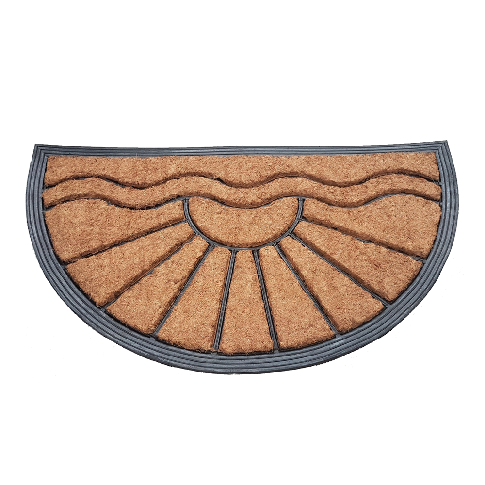 Paillasson Extérieur & Intérieur 40x70 Cm Argent Lignes Semi-circulaires - Antidérapant