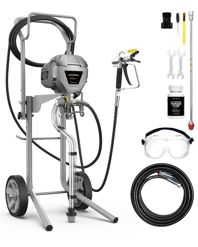 InoKraft Spruzzatore a colori Airless MaXpray M3 Plus, produttività ed efficienza avanzate, design robusto con pratico carrello, per grandi progetti