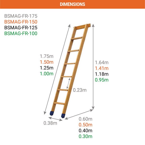 Echelle de meunier 5 marches - Hauteur à franchir 1.39m - BSMAG-FR-150 - 2