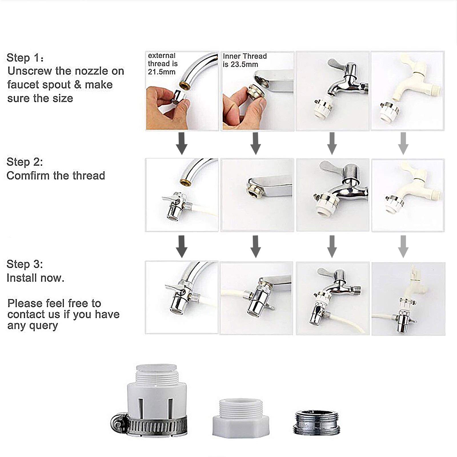 Filtre à eau pour robinet d'évier de cuisine, purificateur d'eau avec 3 convertisseurs, 8 niveaux de nettoyage, pour robinets standard - 5
