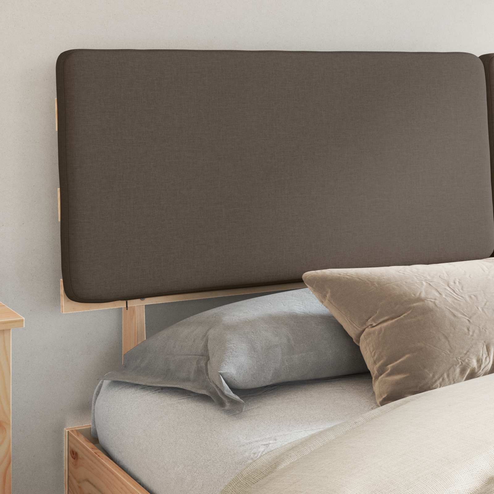 Cadre de lit avec tête de lit rembourrée, taupe, 180 x 200 cm - 3
