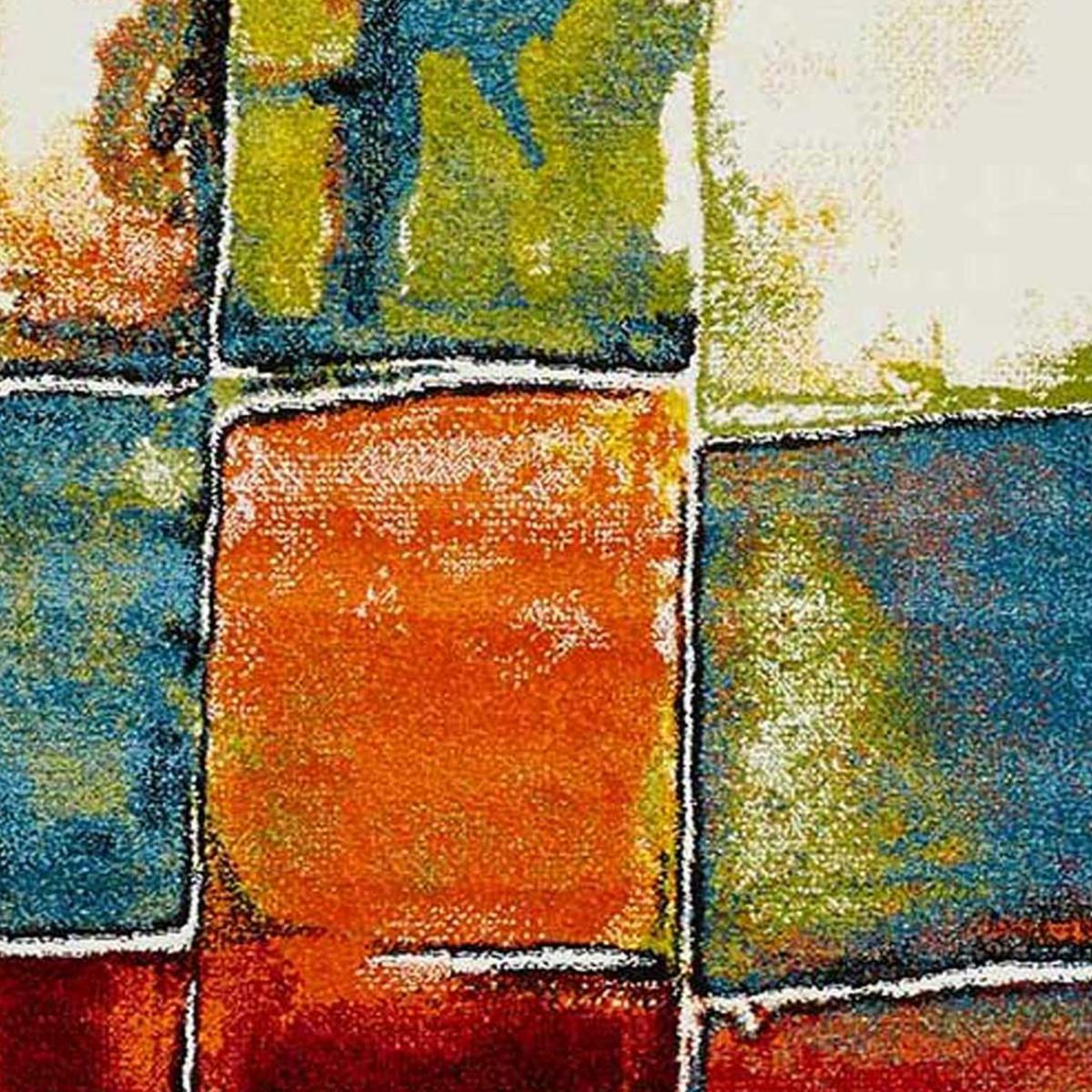 tapis salon 120x170 tissé multicolore rectangle motif géométrique LYN8 BELO 2 - 4