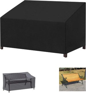 Housse Banc Jardin 2 Places Étanche 210D Oxford - Protection Anti-UV Anti-Poussière Imperméable - 134x66x89/63 Cm Noir