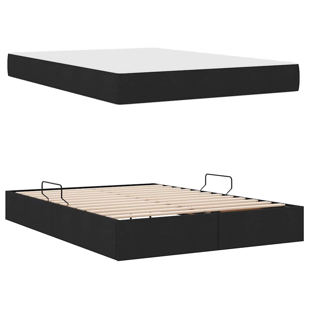 Lit avec rangement et matelas Noir 140 x 200 cm Polyester - 8