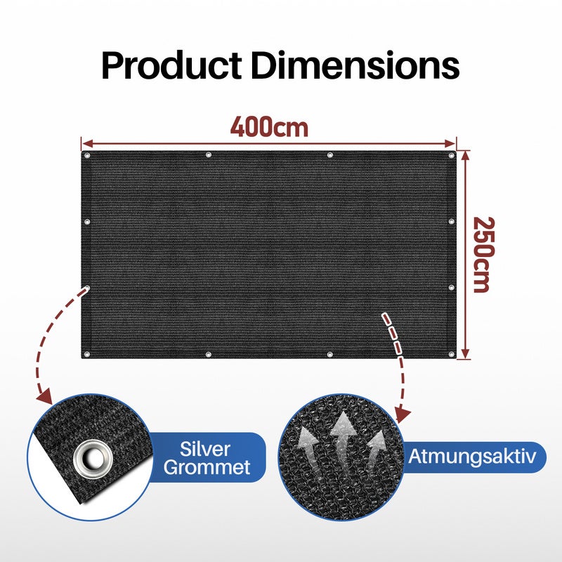 Tapis de tente noir en PEHD 250 x 400 cm pour le camping et les voyages en plein air, sac de transport inclus. - 2