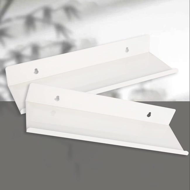 Biała, wisząca półka ścienna, 2 sztuki - Wymiary 30x10x4 cm - Do sypialni, łazienki, kuchni, salonu, biura - Łatwy montaż na ścianie