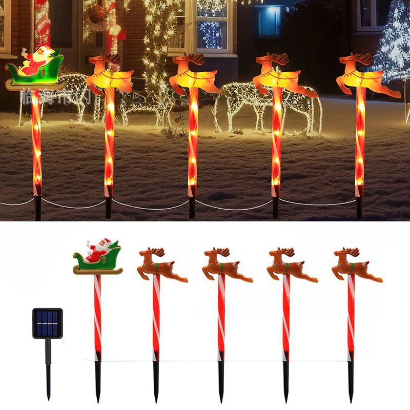 PCS Solar Christmas Pathway Lights Wodoodporne oświetlenie LED Santa Lights Ciepłe światło odpowiednie do dekoracji ganku trawnika
