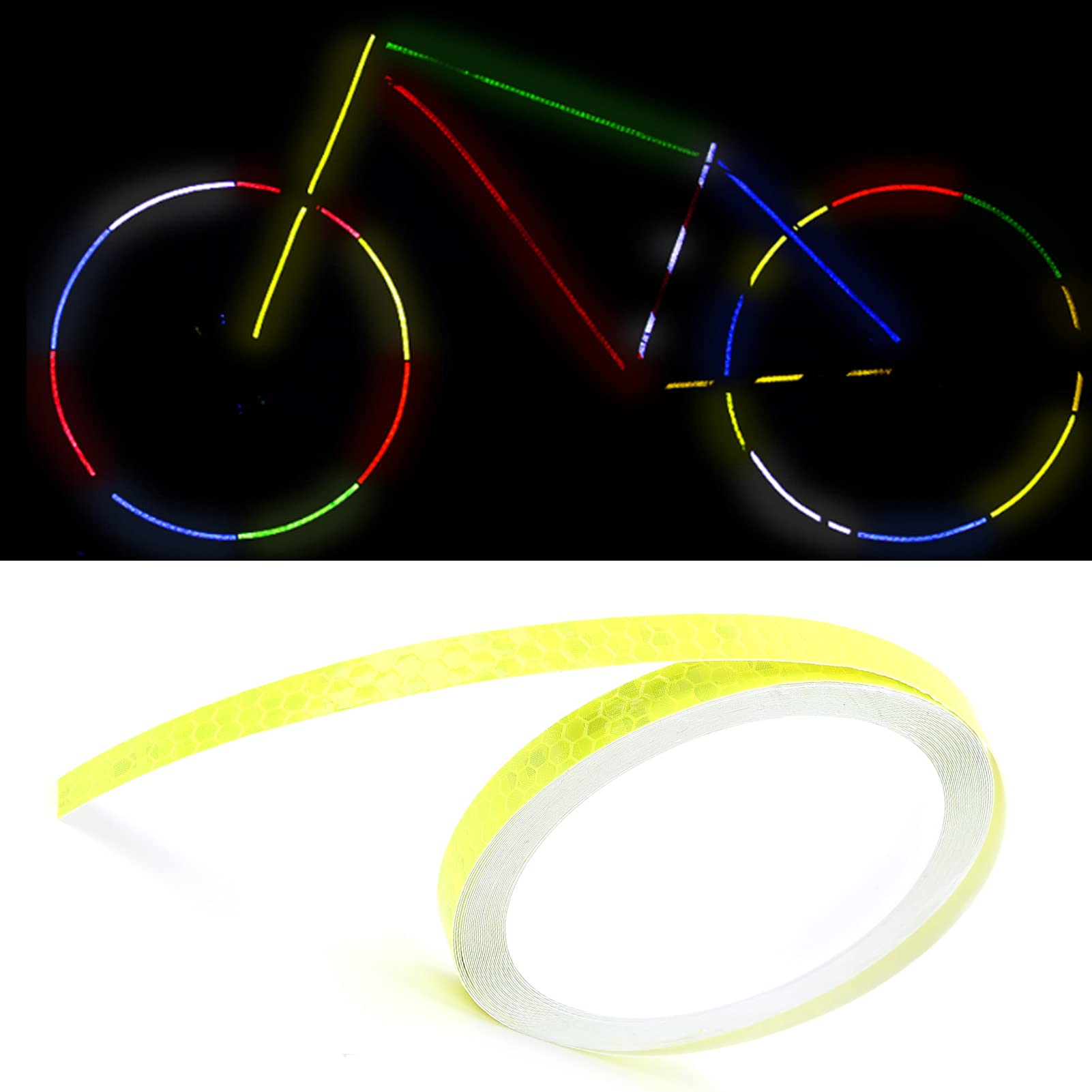 Adesivos reflexivos padrão hexagonal fita luminosa impermeável para carro motocicleta decoração diy (amarelo) - 2
