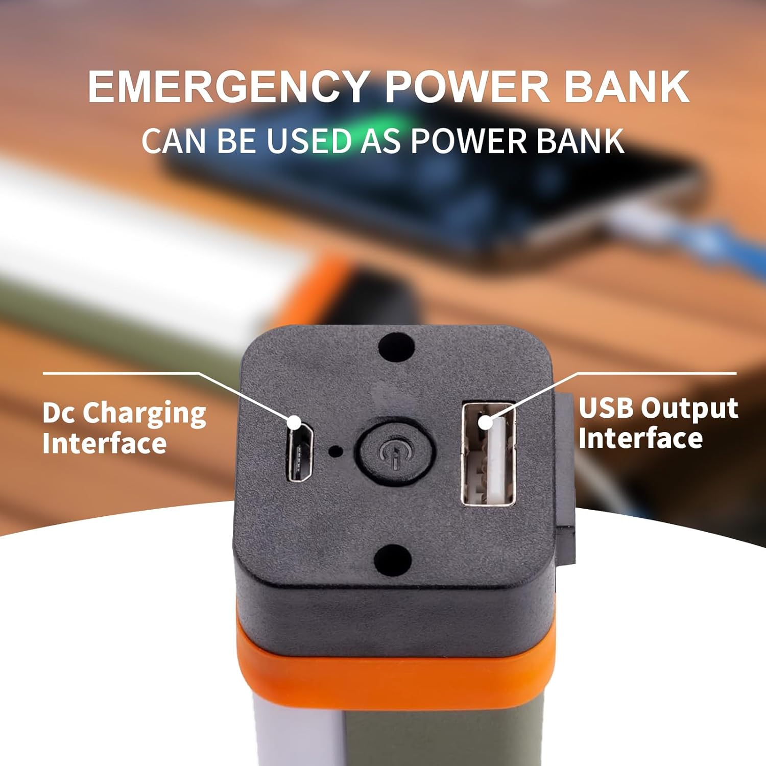 lampe magnétique rechargeable, 4 modes 400 lumens, lampe de camping rechargeable par USB avec batterie externe 1200 mAh, lumière d'urgence - 3