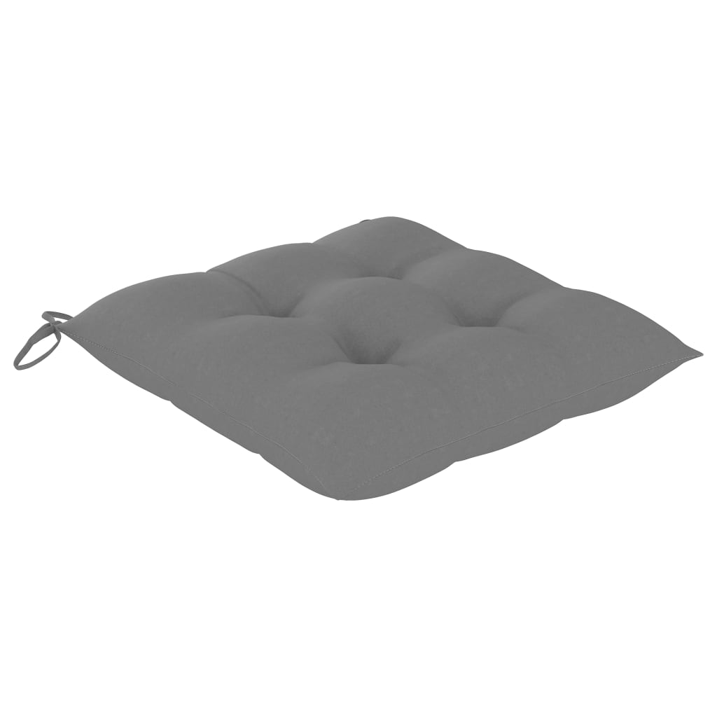 Chaises de jardin avec coussins gris 4 pcs Bois de teck massif - 4