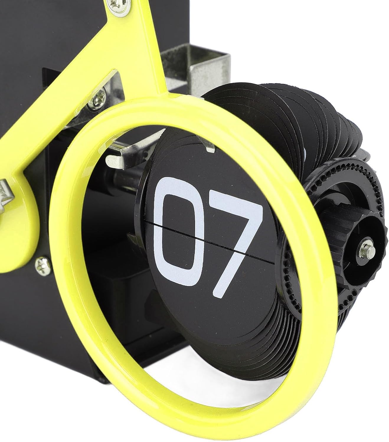 Horloge de table en forme de vélo, horloge à rotation automatique des pages, horloge décorative rétro, horloge à rotation simple des pages (jaune) - 8