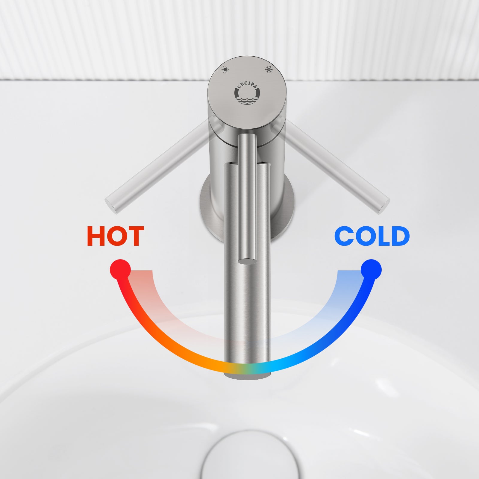 Cecipa max mitigeur de lavabo robinet de salle de bains robinetterie de lavabo en acier inoxydable Brossé,EU Modèle - 2