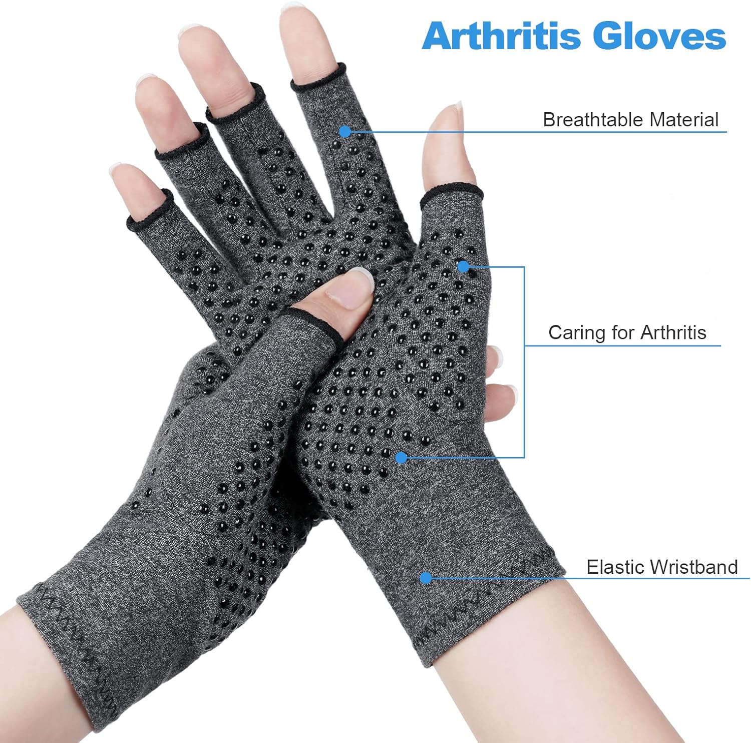 Gants de compression pour l'arthrite, 1 paire Réchauffe des Joints de Doigt, Soulage les Douleurs Polyarthrite Rhumatoïde, le Canal Carpien，(S) - 3