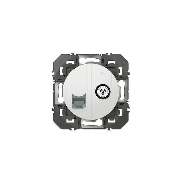 Prise de télévision et prise RJ45 Dooxie - Cat.6 STP - Blanc