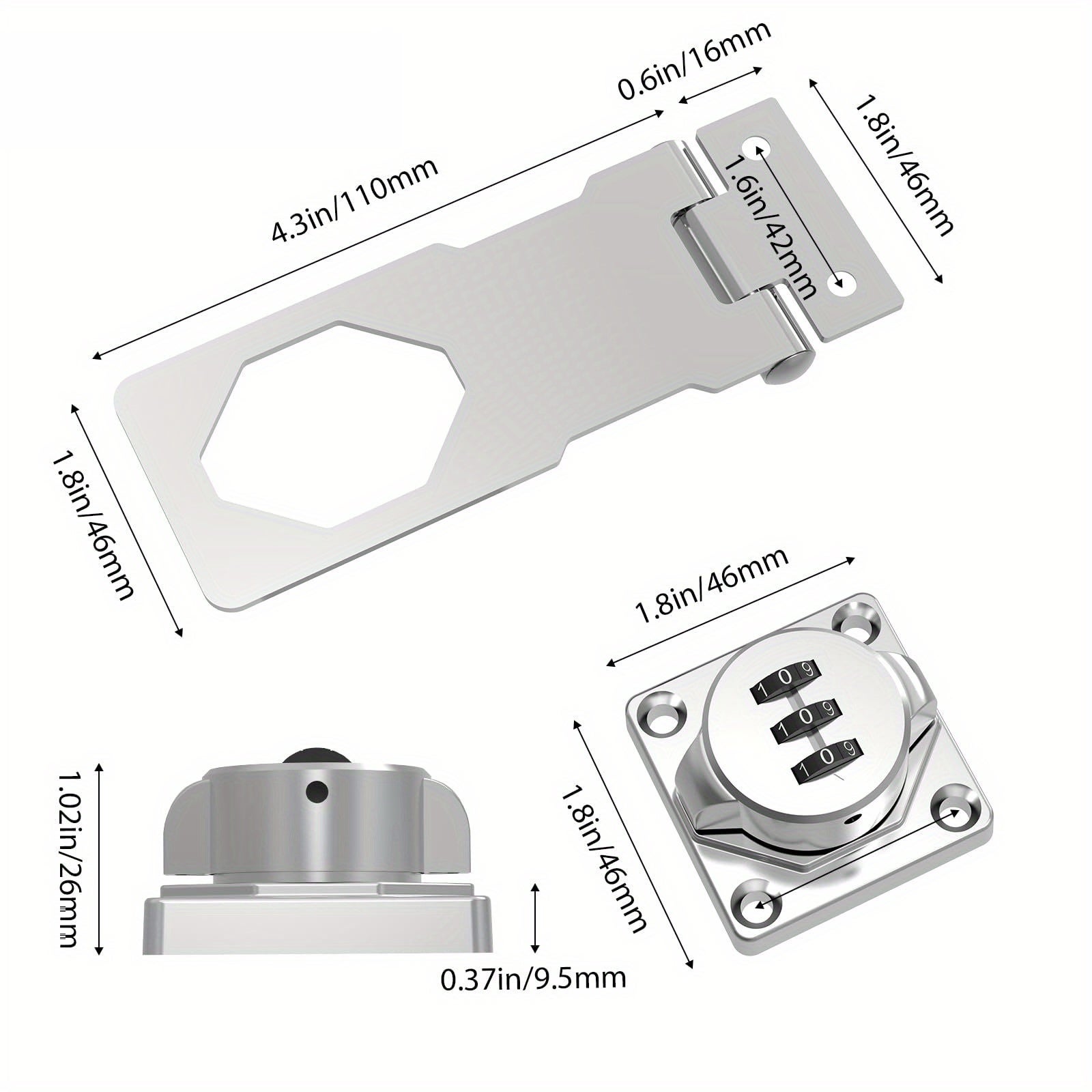 Serrures à loquet antivol pour armoire domestique, serrure de porte sans clé, serrures à loquet avec mot de passe à 3 chiffres pour combinaison - 2
