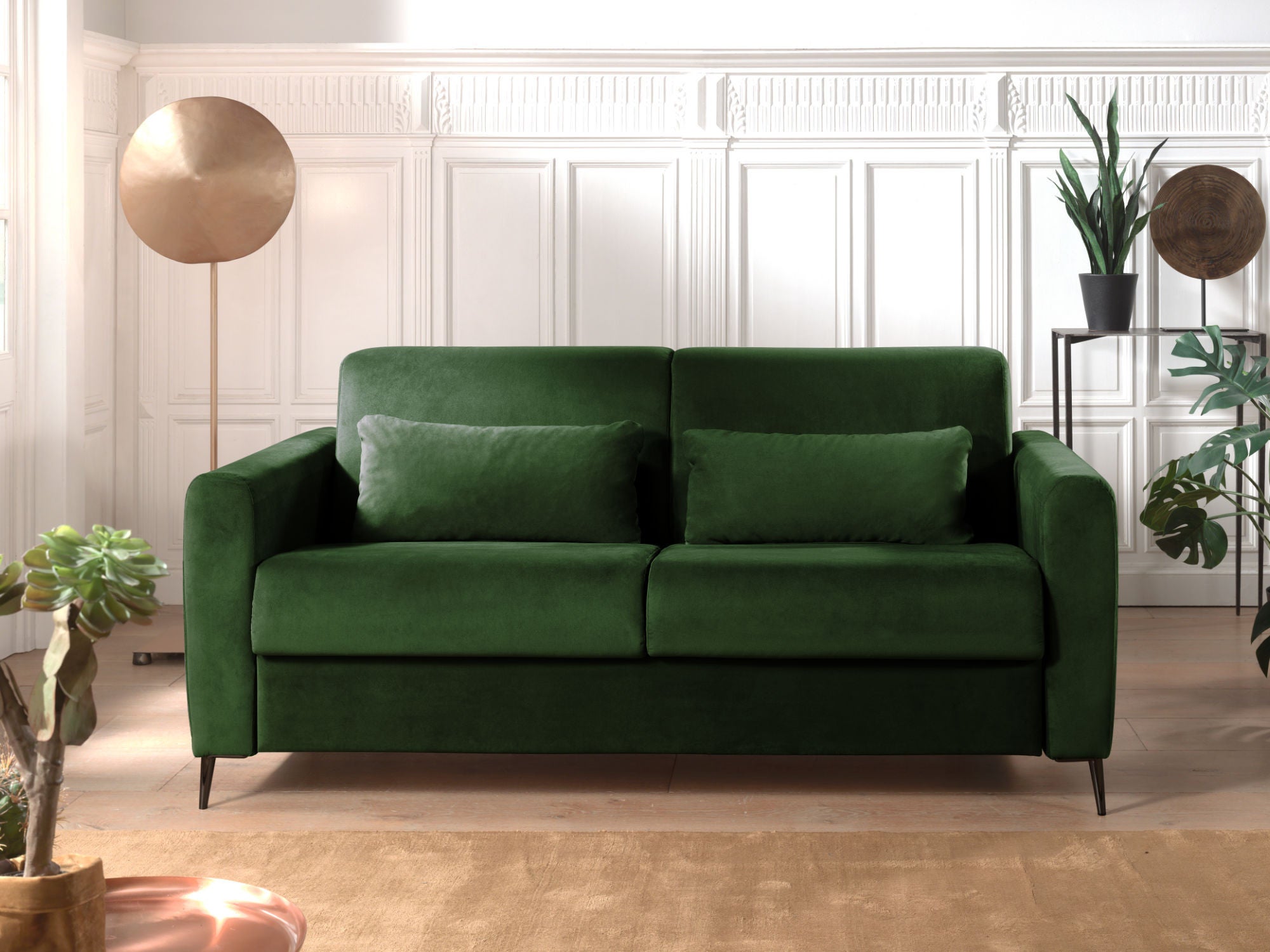 Canapé-lit Convertible 3 Places Beliani Leeds - Tissu Vert - Moderne