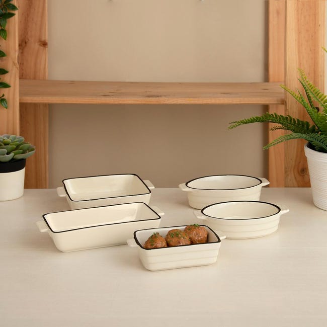 Cazuela Ovalada Gres Horno 18x11x4cm Quid Cocco Blanco Apto