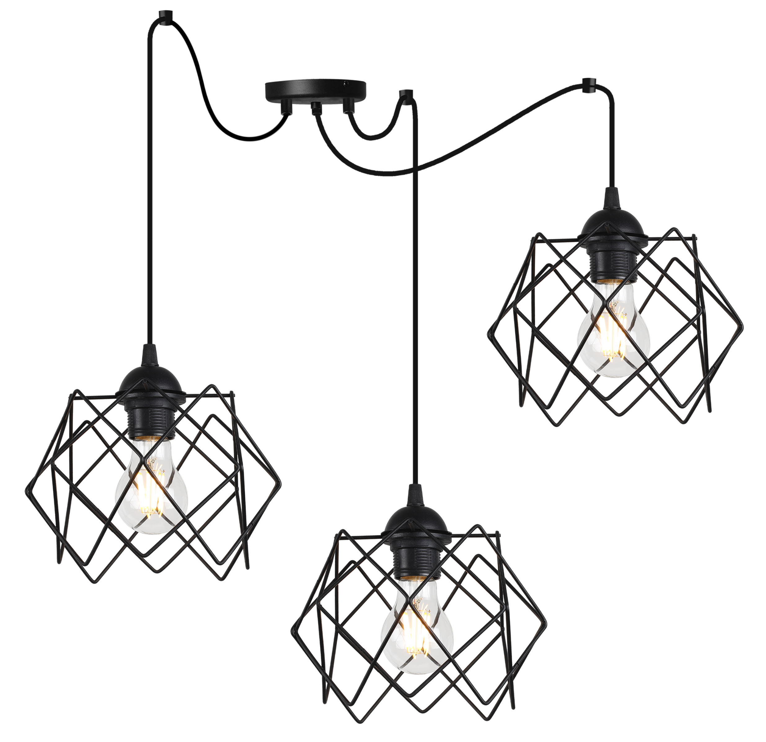 Lampa sufitowa wisząca Stella Pająk czarna modern 3xE27 klosz metalowy czarny Light Home LH