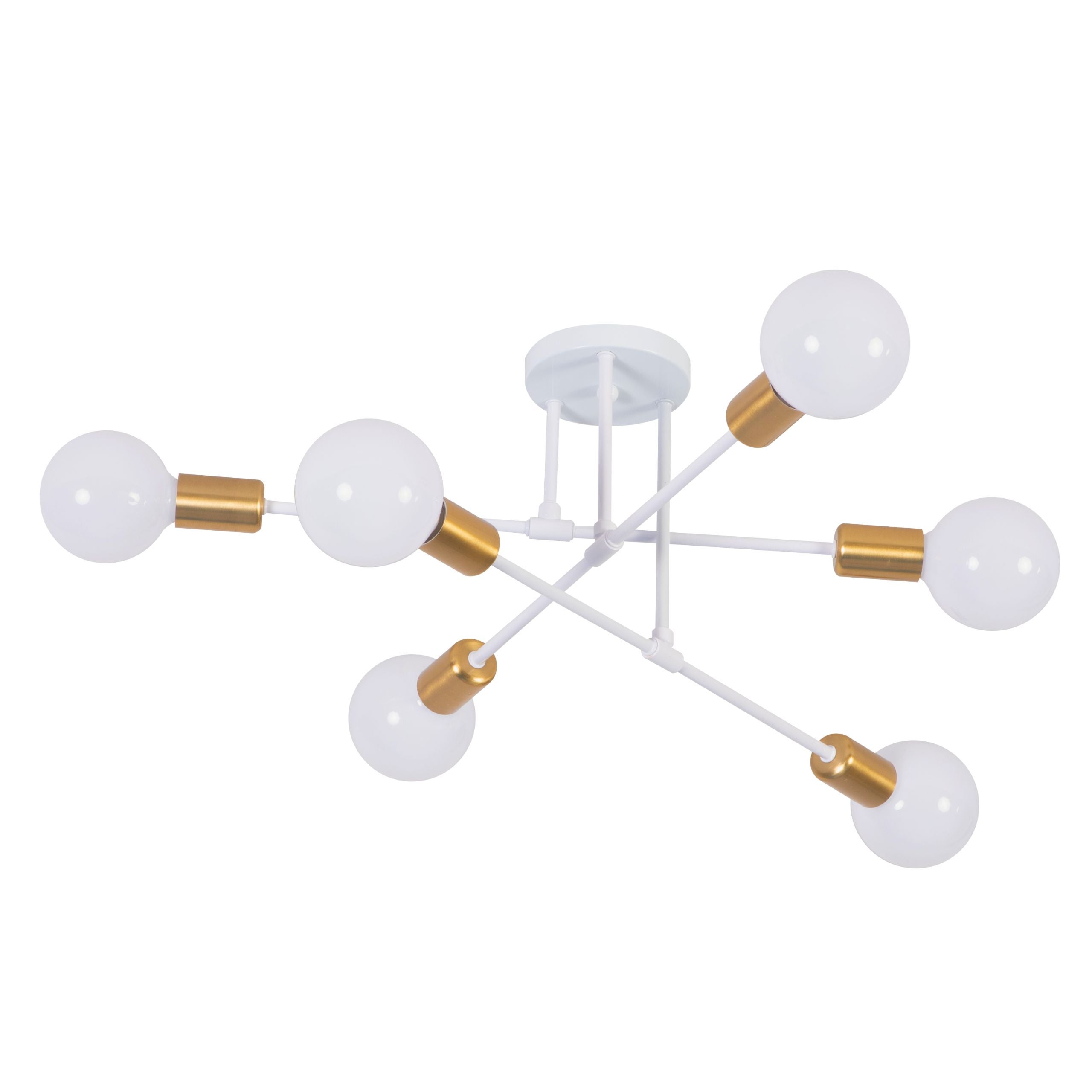 Lampa sufitowa wisząca 6x E27 Biała Złota GLAMOUR ozdobna dekoracyjna 6 punktów światła metalowa designerska - LEDHOFF